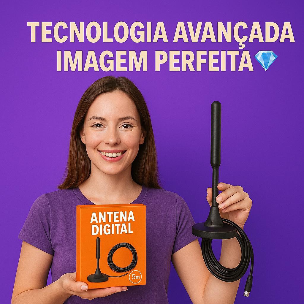 KIT 2 Antena Digital Amplificada Full HDTV UHF VHF FM Interna Externa d 4K Base Imã Prova da Agua