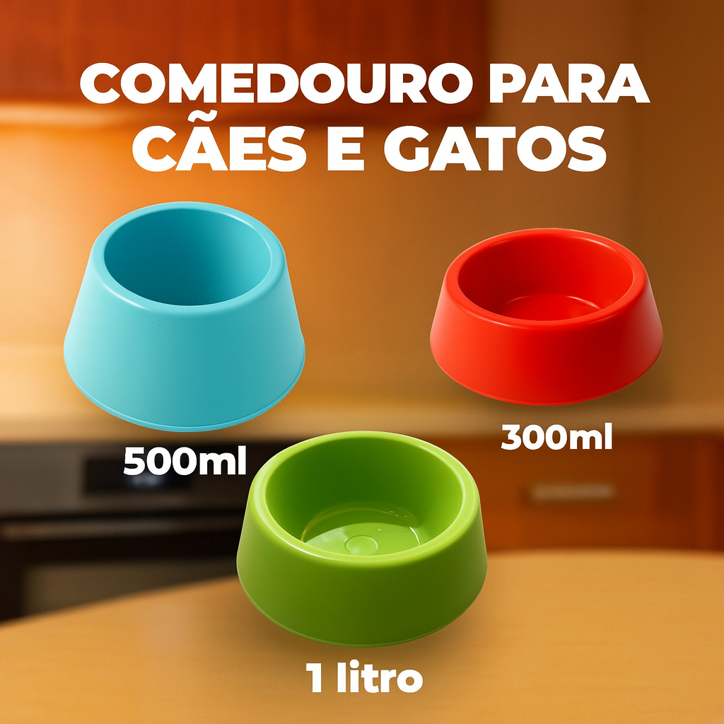 Comedouro Bebedouro para Cães e Gatos Plástico Resistente 300ml 500ml 1L Tigela Ração Água Pet em Oferta na Shopee