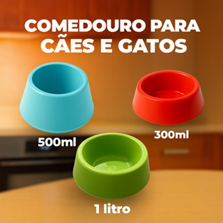 Comedouro Bebedouro para Cães e Gatos Plástico Resistente 300ml 500ml 1L Tigela Ração Água Pet em Oferta na Shopee
