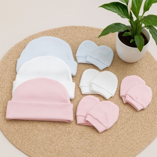Kit 3 Touca e 3 Luva para bebê 100% algodão antialérgico. em Oferta na Shopee