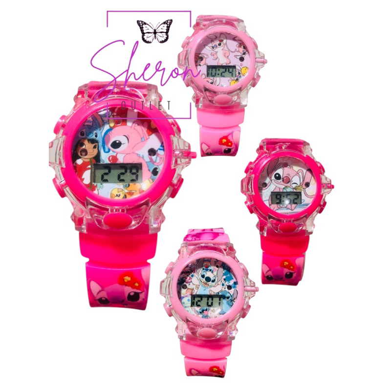 Relogio Infantil Meninas Da Angel Stich toca música e acende luz em Oferta na Shopee