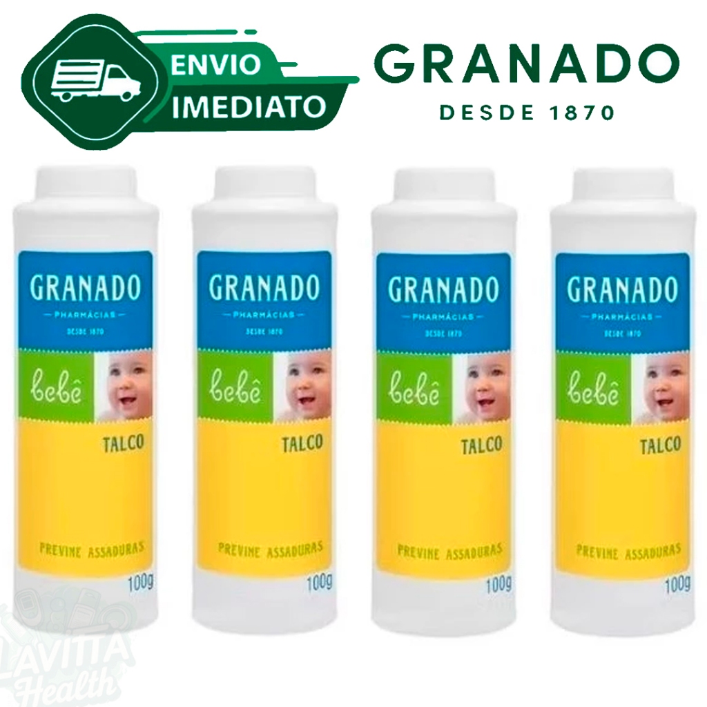 Kit C/4 Talco Infantil Granado Antiassadura Para Bebê 100g Perfumado Fórmula Suave Envio Imediato