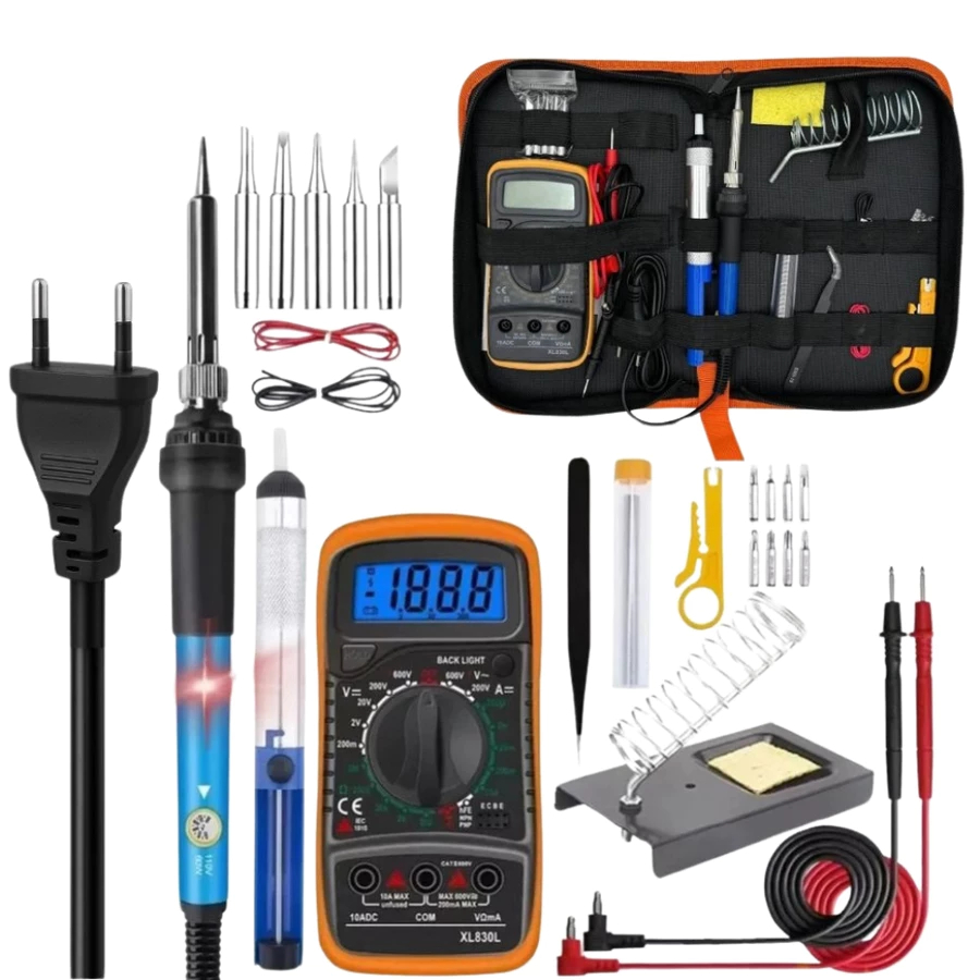 Kit Completo Ferro de Solda 60W 110V ou 220V com Multímetro Digital e Acessórios em Oferta na Shopee