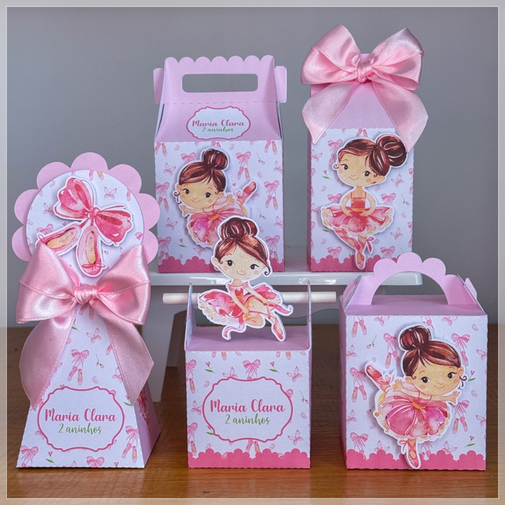 Kit festa BAILARINA | Personalizado e com laço | Lembrancinhas | aniversário | Pegue e Monte I Chá