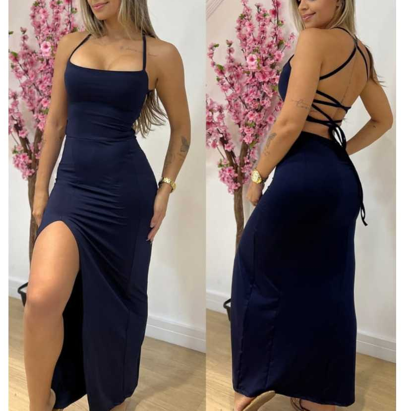 VESTIDO  SUPLEX PREMIUM COM FENDA  ENPINA O BUMBUM COSTAS TRANÇADAS