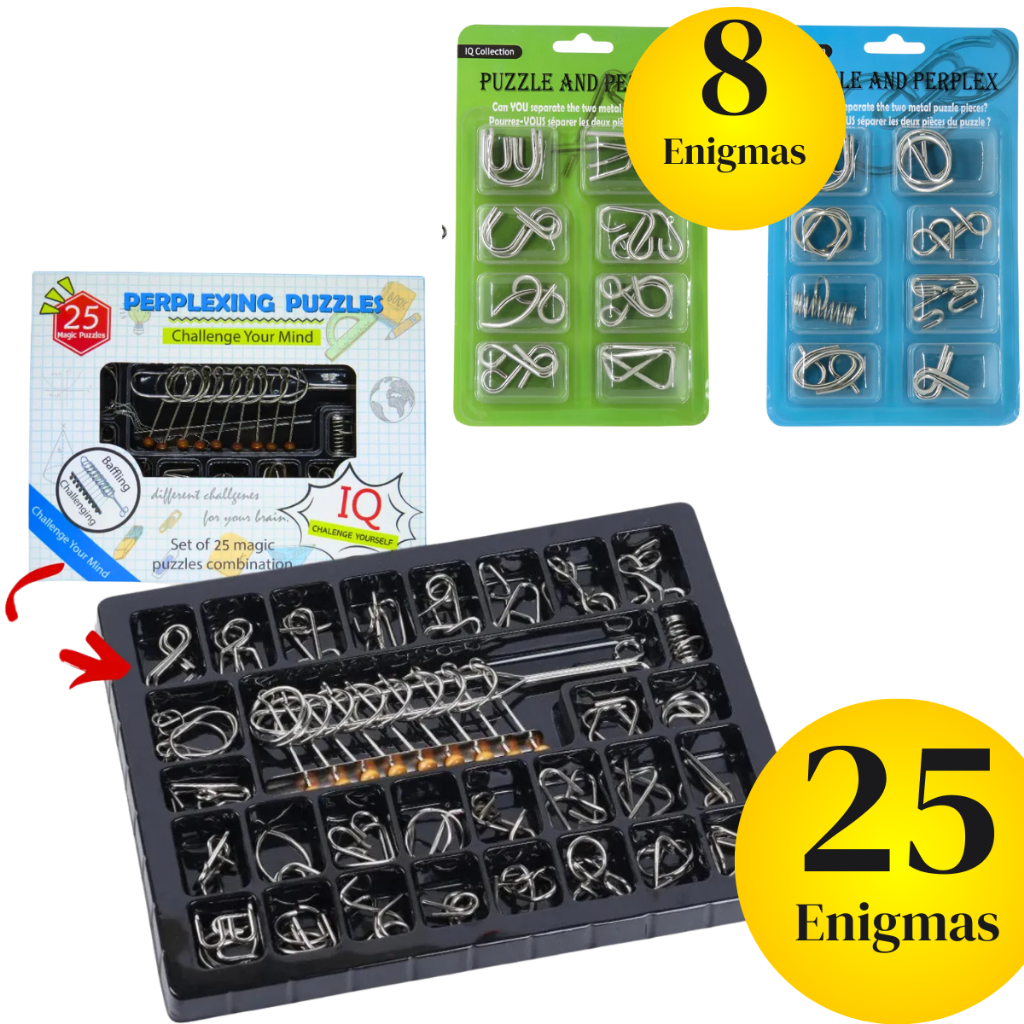 Kit Quebra Cabeça de metal Enigma Puzzle Jogo de metal 3d logica Desafio Enigma Inteligente em Oferta na Shopee