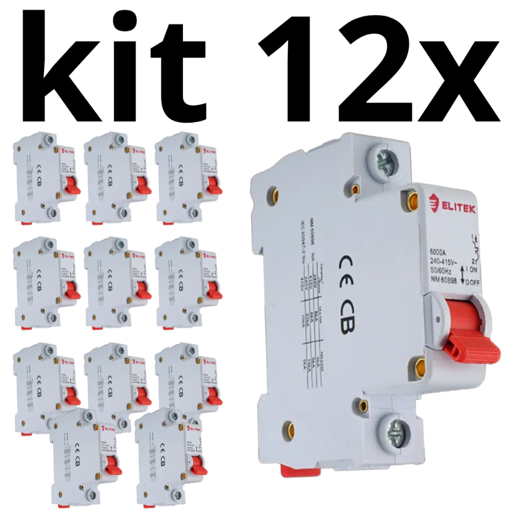 kit 12 Disjuntor Unipolar Din 6,10,16,20,25,32,40,50,63 Amperes em Oferta na Shopee