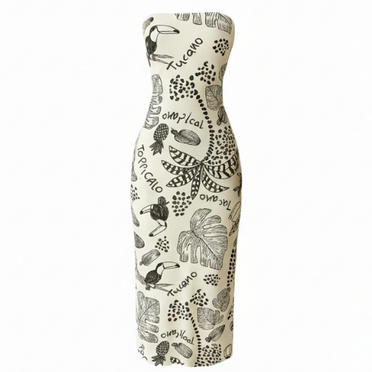 Vestido Feminino Tomara que Caia Estampa Tropical Tucano – Verão Elegante