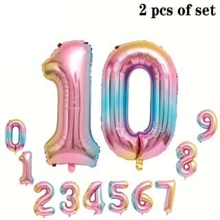 Kit 2 - Balão Bexiga De Número 32Pol 70CM Metalizado Grande Aniversário Festas Decorações Colorido em Oferta na Shopee