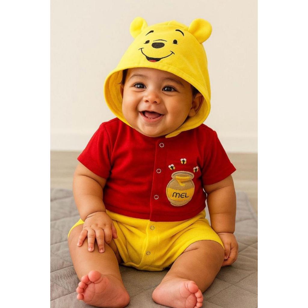 Pooh Fantasia Macacão  Ursinho Pooh Bebê Mesversário Festa Infantil, Roupa de Bebe Temática em Oferta na Shopee
