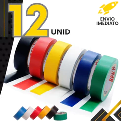 Kit 3 a 12 un - Fita Isolante de PVC 5m Antichama - Kits Coloridos ou Preta