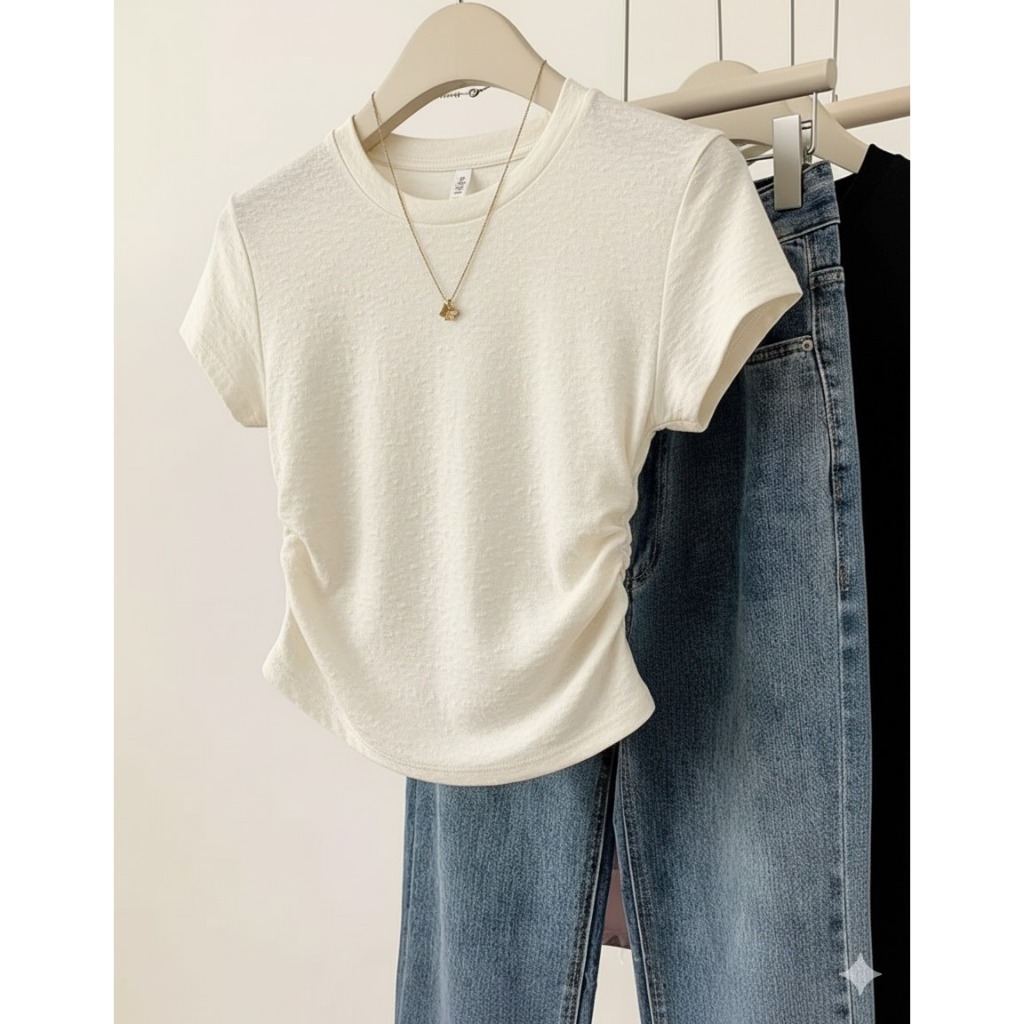 Blusa Básica com Estástico em Oferta na Shopee