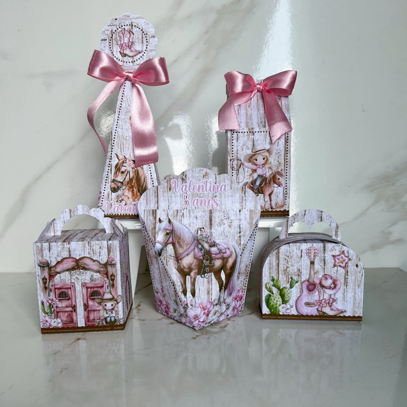 kit Caixas Boiadeira Cowgirl Lembrancinhas Personalizados Para Festa Infantil Aniversário