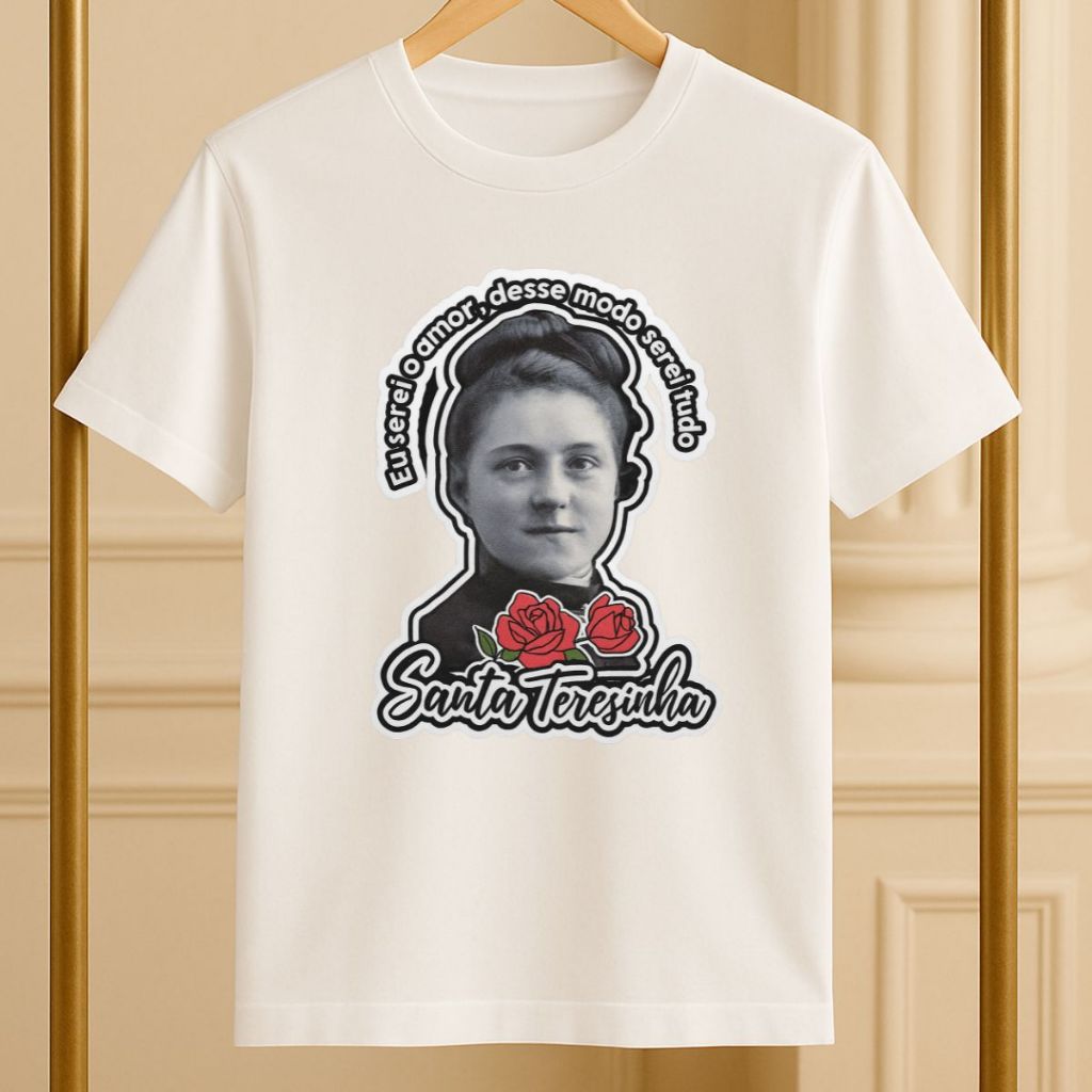 Camiseta Unissex Santa Terezinha Do Menino Jesus Moda Jovem Católicos Fé Devoção Santos Look Modestia Religiosa