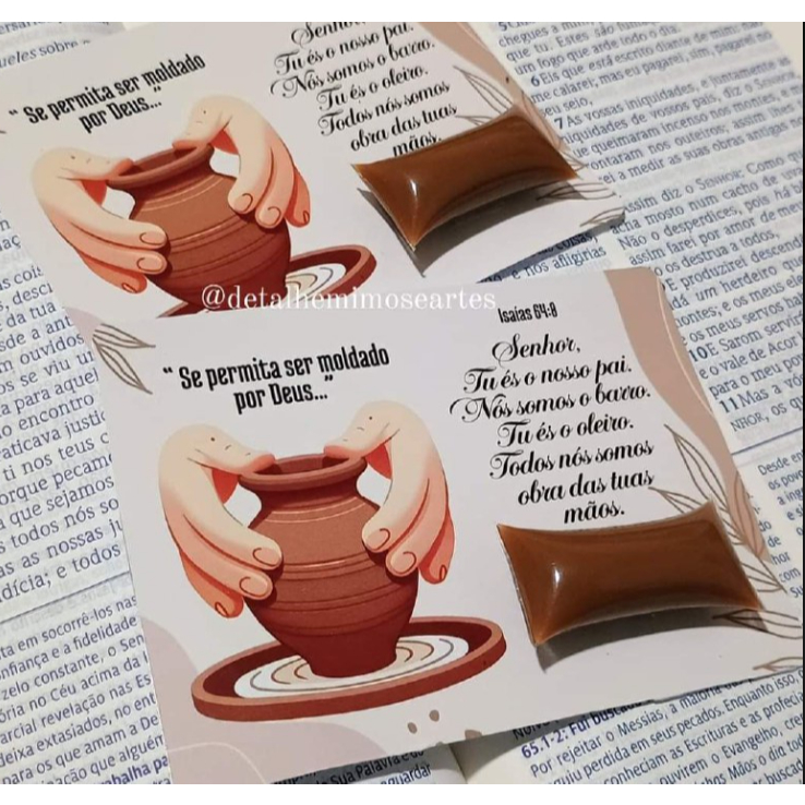 50 TAG - Cartão Inspirador com Mensagem Bíblica - "Se Permita Ser Moldado por Deus" — imagem 2 de 2