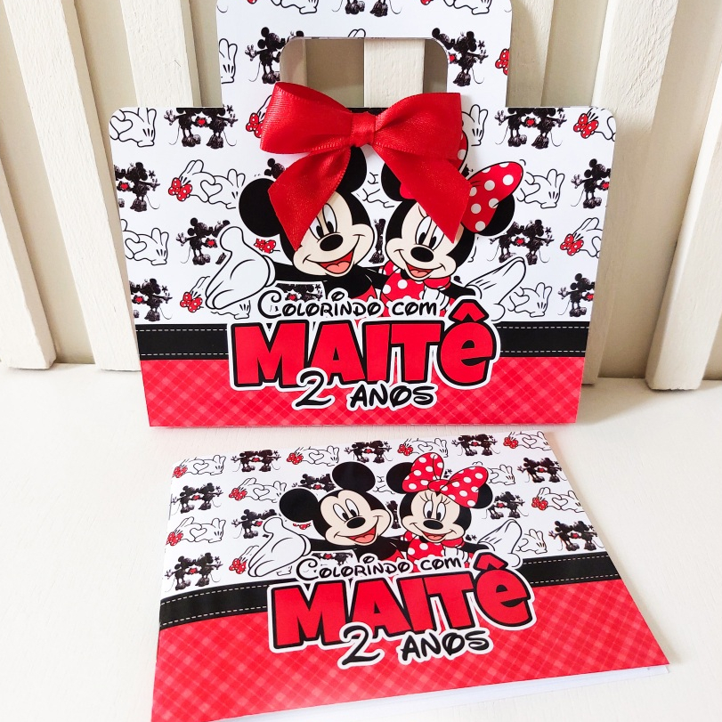 Kit Maleta de Colorir Mickey e Minnie - Lembrancinha Festa Infantil, Brinde Crianças, Aniversário Personalizado