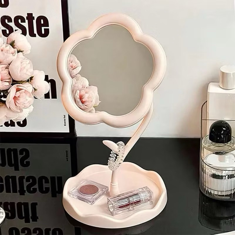 Espelho de Maquiagem de Flor Soft Aesthetic para Mesa de Penteadeira de Escritório Espelho Portátil — imagem 2 de 2