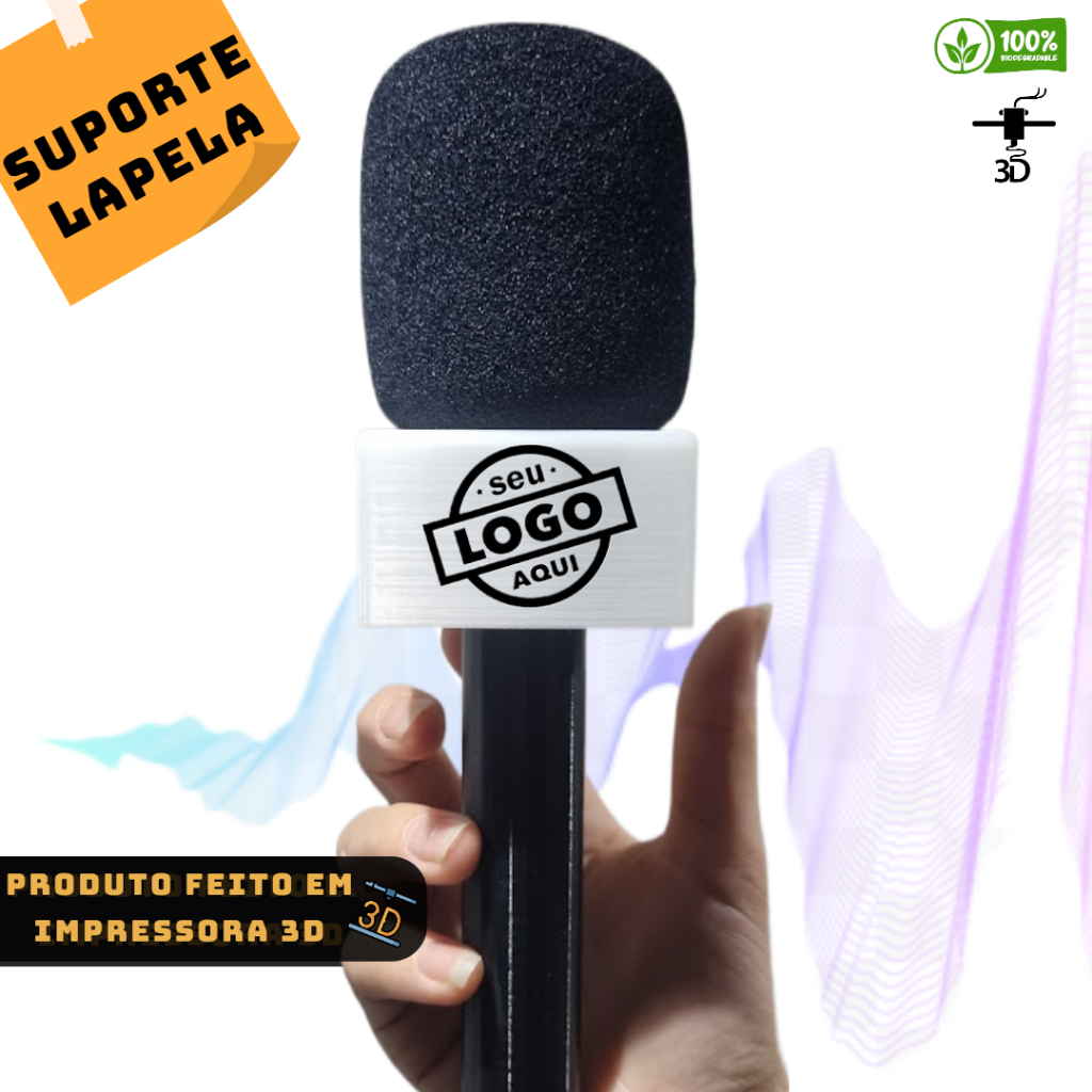 Suporte Adaptador Bastão para Microfone Lapela de Mão Personalizado