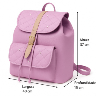 Mochila Feminina  de Couro Para Notebook Linda Moderna Escolar Facultad em Oferta na Shopee