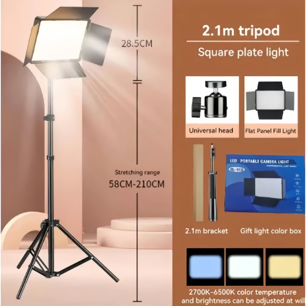 Lluminação Painel Bicolor Estúdio Led Para Fotografia Video Com Tripe 2,1 Metros RL900 TECNO SHOP