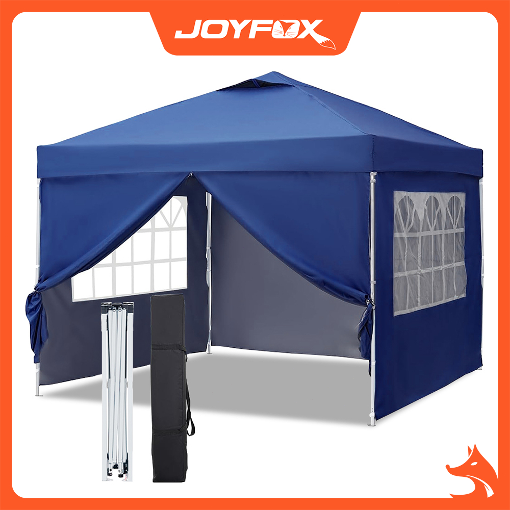 Tenda Gazebo Dobrável 3x3m com Cortina Laterais e Janelas Impermeável para Festa Jardim Praia JOYFOX