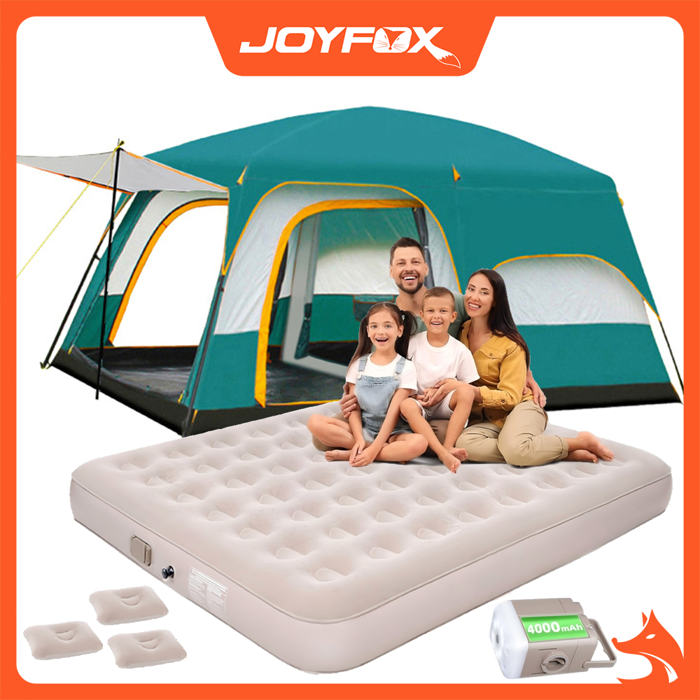 Barraca Camping JOYFOX Acampamento 12-16Pessoas+Colchão Inflável Casal Com Bomba Inflável De Bateria em Oferta na Shopee