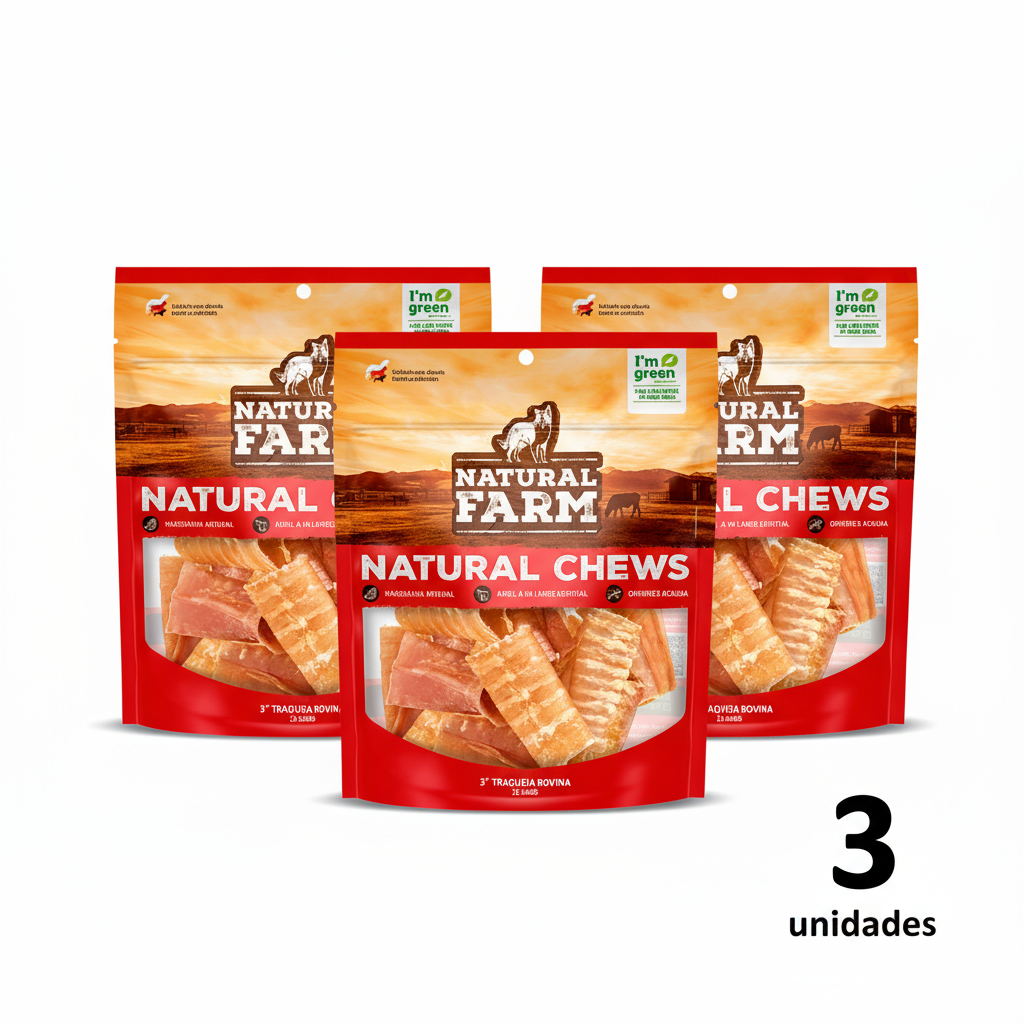 Kit Traqueia Mordedor Natural 100% com 36un Natural Farm com 12un