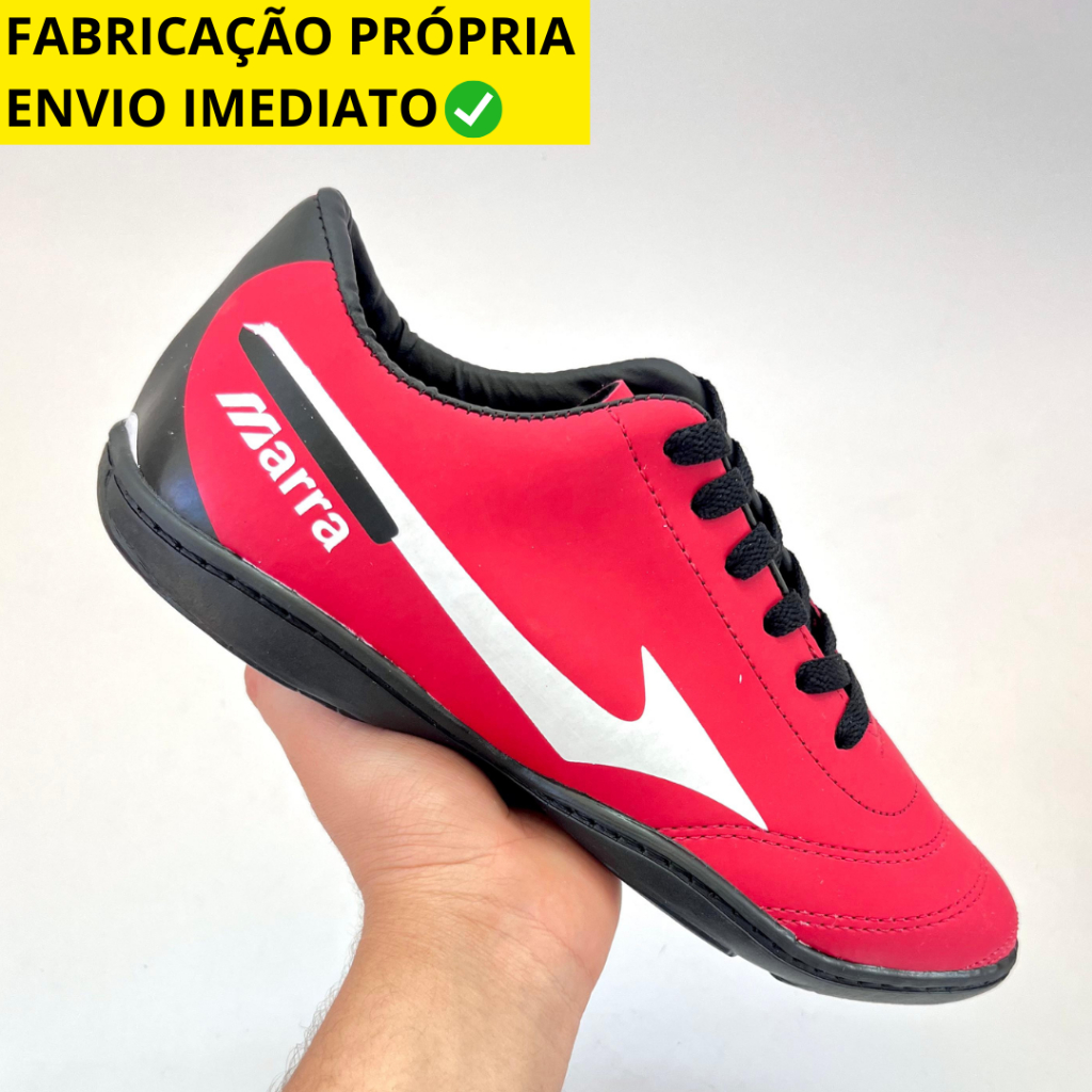 Chuteira FUTSAL / SOCIETY_ENVIO IMEDIATO✅ Vermelha Azul Resistente Tênis Quadra Futebol Unissex PROMOÇÃO