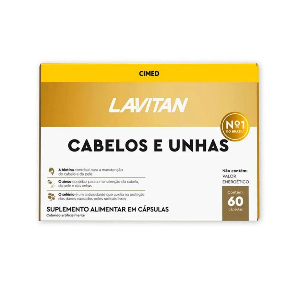 Lavitan Cabelos e Unhas Biotina Zinco e Selênio com 60 cápsulas