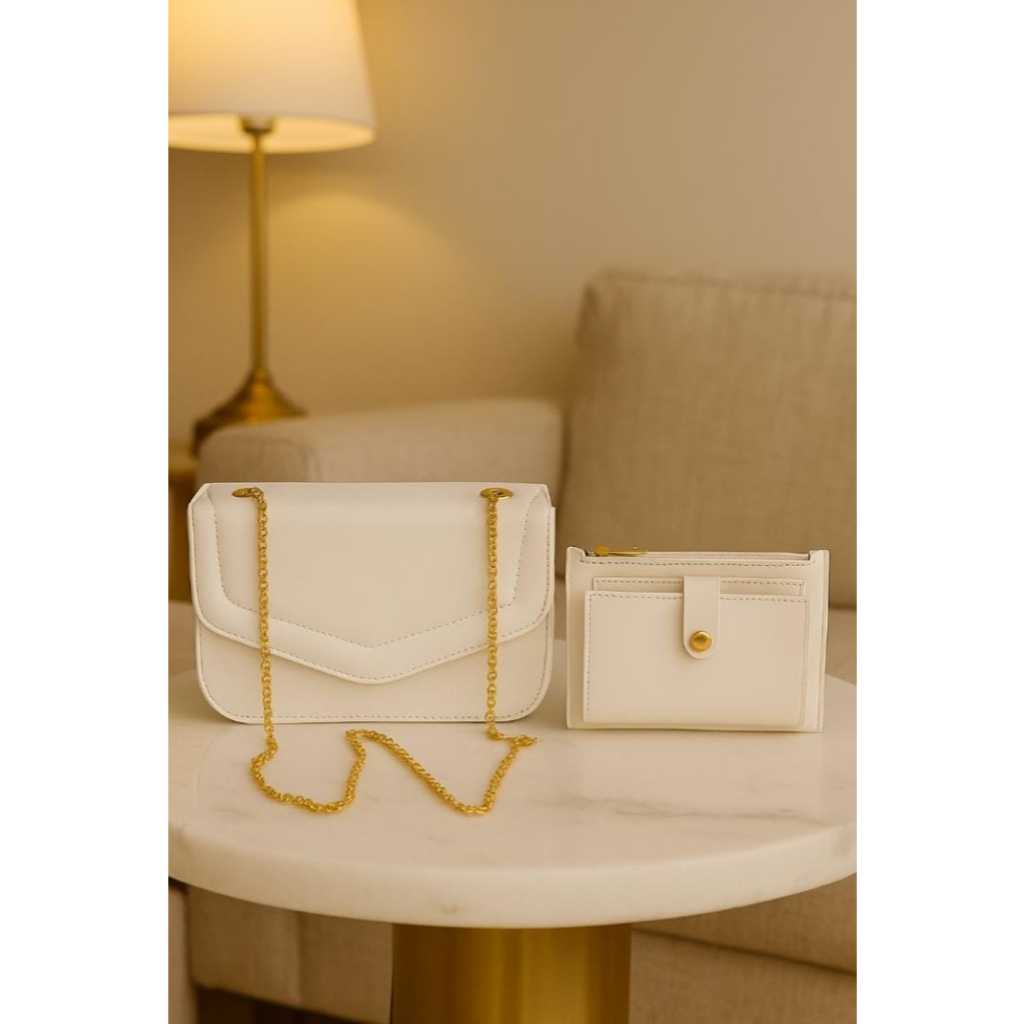 Kit Bolsa Feminina 2 Peças Bolsa Pequena De Lado Transversal Alça Corrente E Carteira Lançamento em Oferta na Shopee