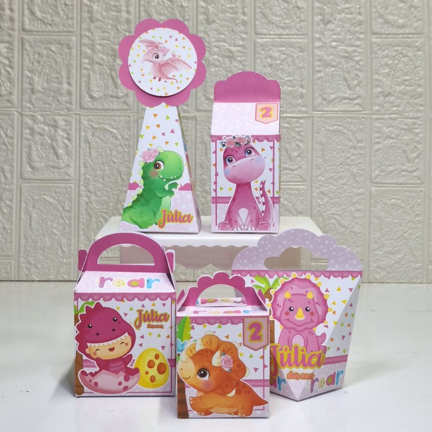 Personalizados Dino Baby Menina/ Kit festa PEGUE E MONTE Dino Menina/ Lembrancinha de festa Dinossauro Infantil