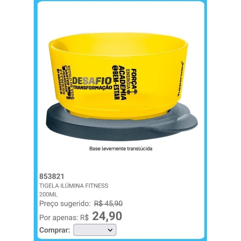 Tigela Ilumina de 200 ml Tupperware em Oferta na Shopee