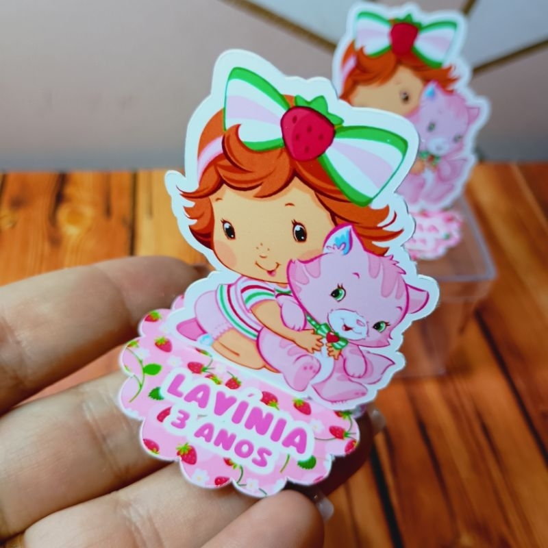 Aplique 3d para Caixinha Acrílica 5x5 Personalizada Moranguinho Baby Lembrancinha