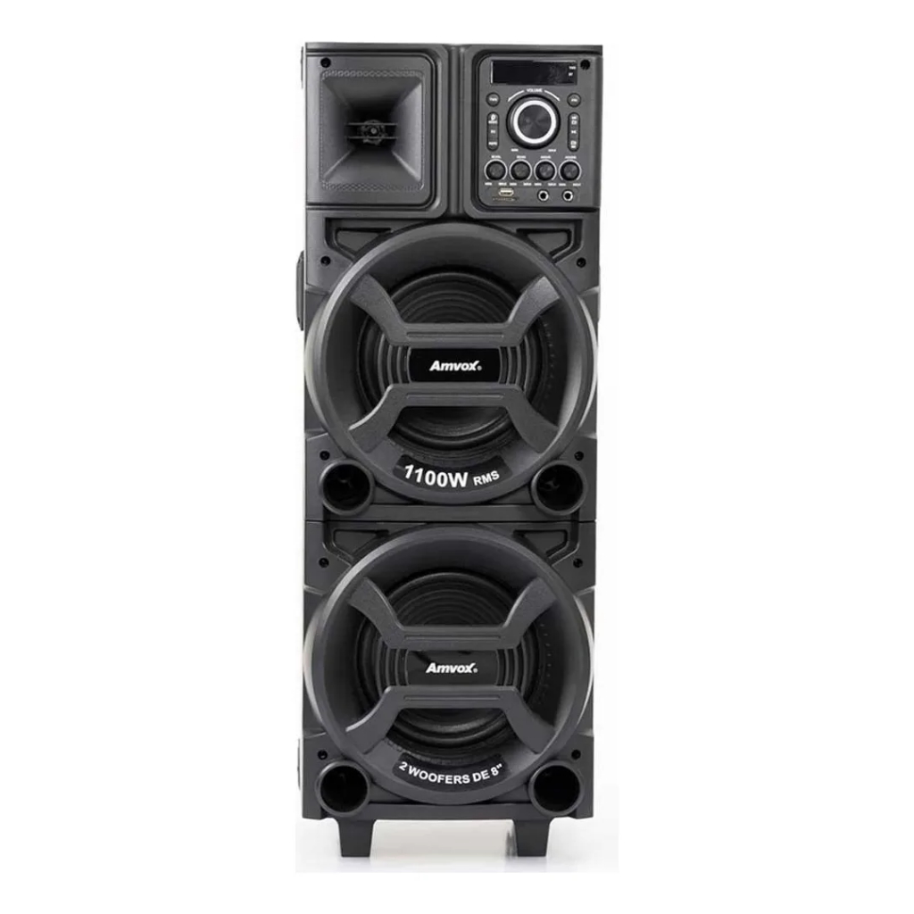 Caixa de Som Amplificada Amvox ACA 1101 Duplo Woofer 8” 1100W RMS Bluetooth USB TWS Bivolt em Oferta na Shopee