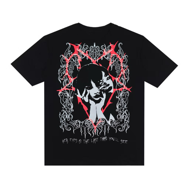 Camiseta Streetwear Oversized Estampada Y2K Gótica Anime Terror Estiloso Mulher Dois Rostos Dark