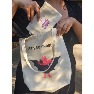Bolsa morcego country ecobag 109% algodão Ghoul com bolsos e nécessaire gótico
