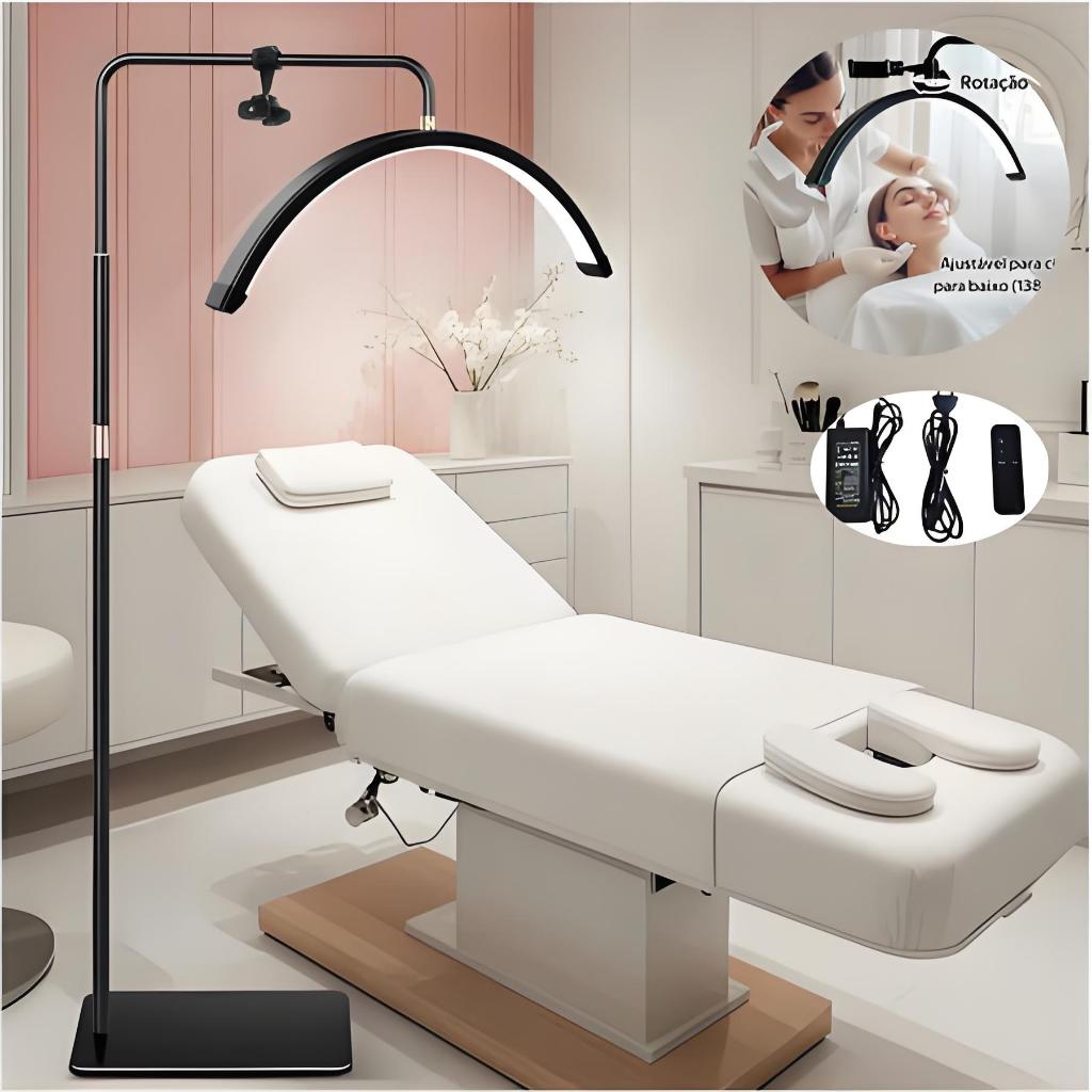 Luminária Meia-Lua 3 Tons com Controle Remoto - Iluminação Profissional para Estética Limpeza de Pele F16