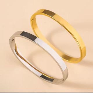 Pulseira Bracelete Liso Aço Inoxidável 316L Masculino e Feminino Unissex Dourado Prata Moda Presente 6mm A