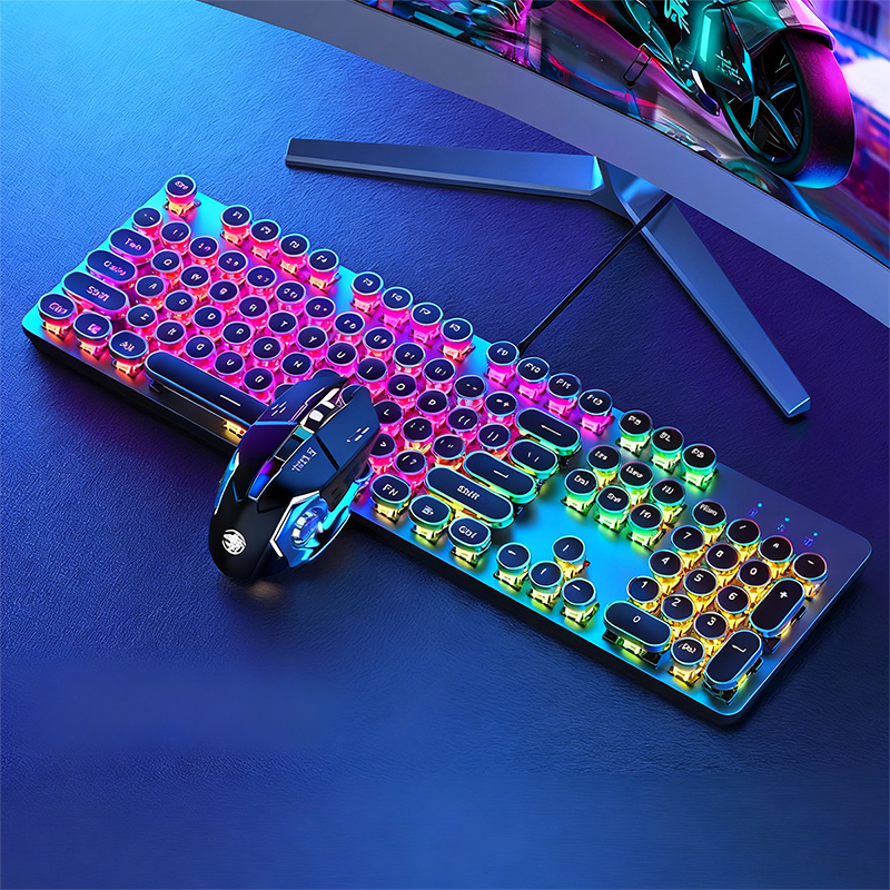 KIT Teclado 100% mecânico Punk Esports + mouse para jogos Um item obrigatório para os jogadores -H7 em Oferta na Shopee