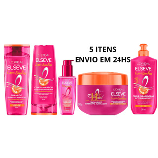 Kit Completo Elseve Liso dos Sonhos SH 200ml, Cond 200ml, Mascara 300ml, CP 250ml e Serum 100ml em Oferta na Shopee