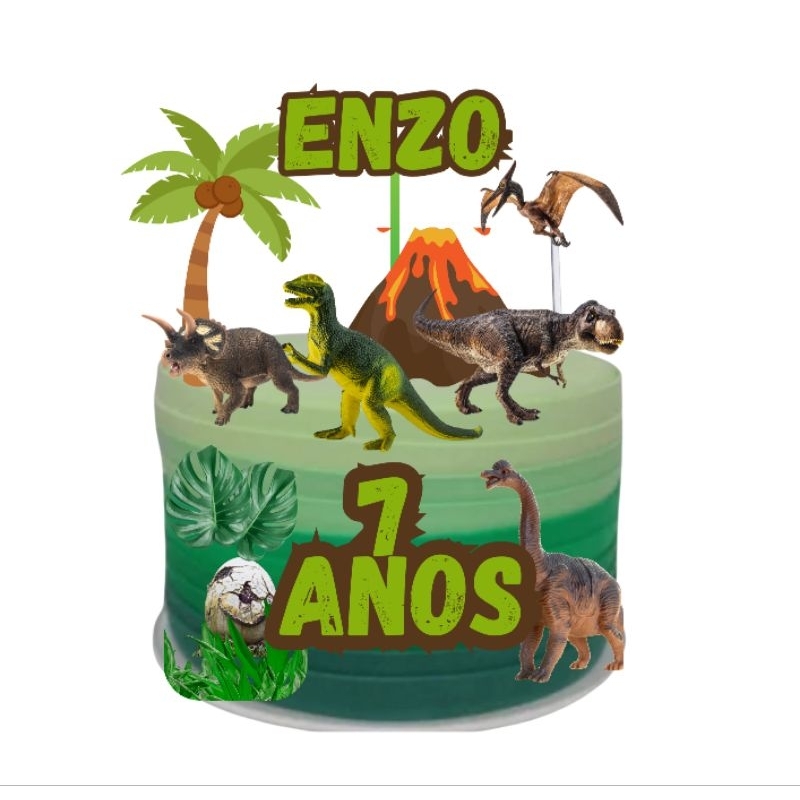Topo de bolo personalizado Dinossauro - festa aniversário mesversário