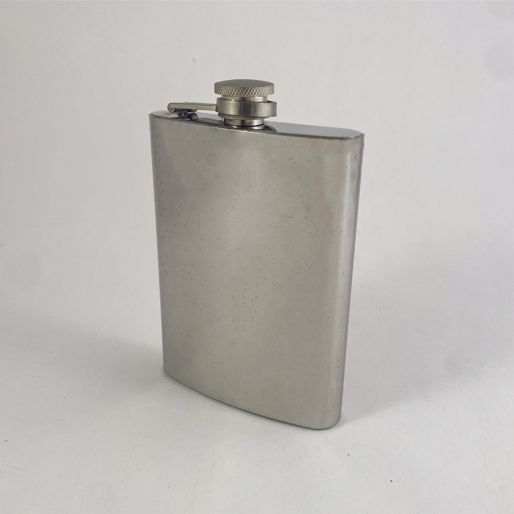 Cantil de bolso de aço inox polido com 12 cm de altura e 250 ml