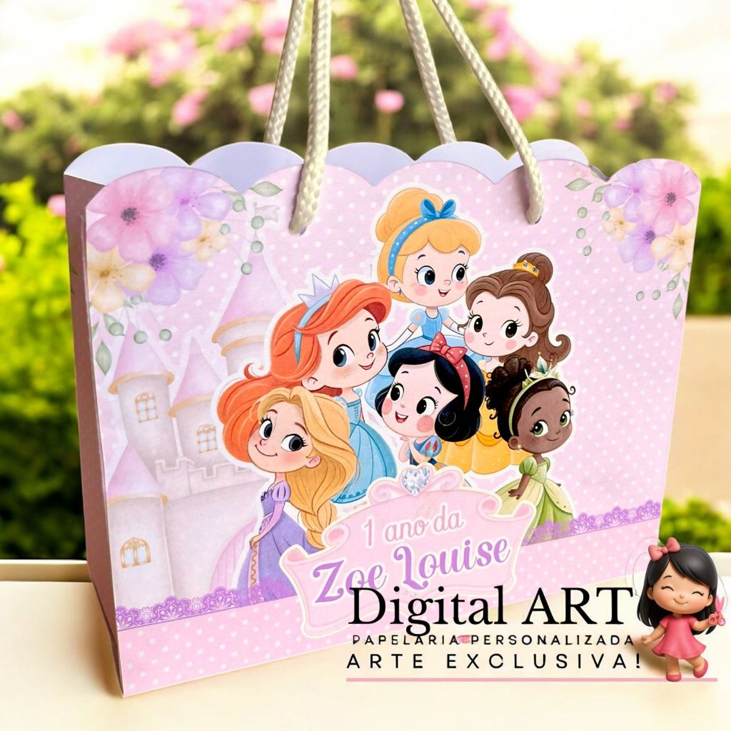 SACOLINHA Princesas Personalizado | Sacolinha | PEGUE E MONTE | Mimos | Aniversário Princesas