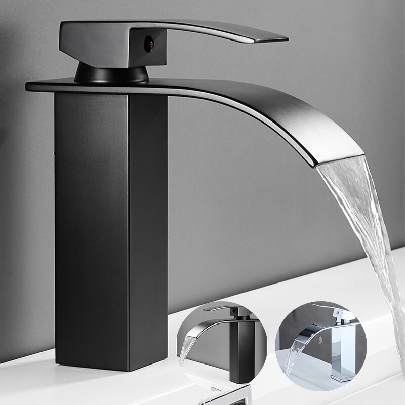 Torneira Preta Banheiro Cascata Misturador Monocomando Bica Baixa Quente E Fria Fosco Yesop em Oferta na Shopee