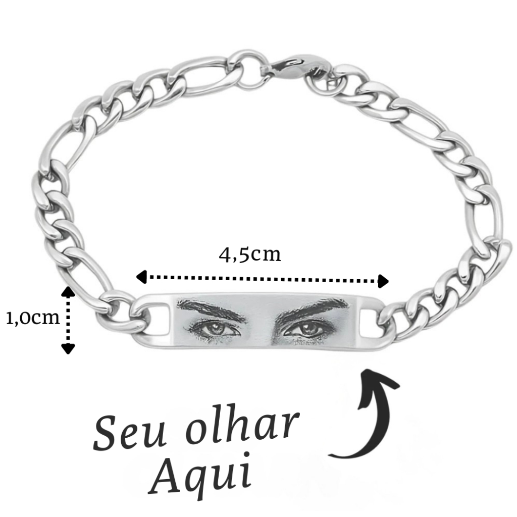 Pulseira Bracelete Aço Inoxidavel Olho Olhar Face Masculino Feminino 20cm Anti Alérgico Pode Molhar