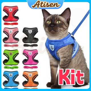 Kit Transportador Ajustável para Cães e Gatos com Coleira de Malha para Todas as Estações