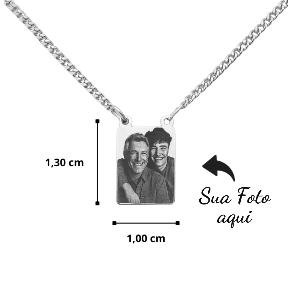 Escapulário Em Aço Inox 2 Placas Personalizadas Com Foto