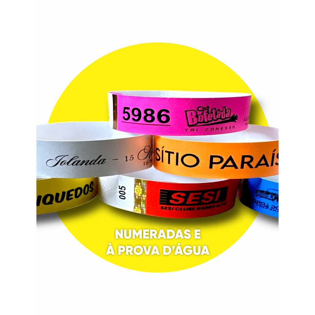 1000 Pulseiras Personalizada Numerada Festa Balada Evento 15 anos Shows Piscina Identificação Igreja