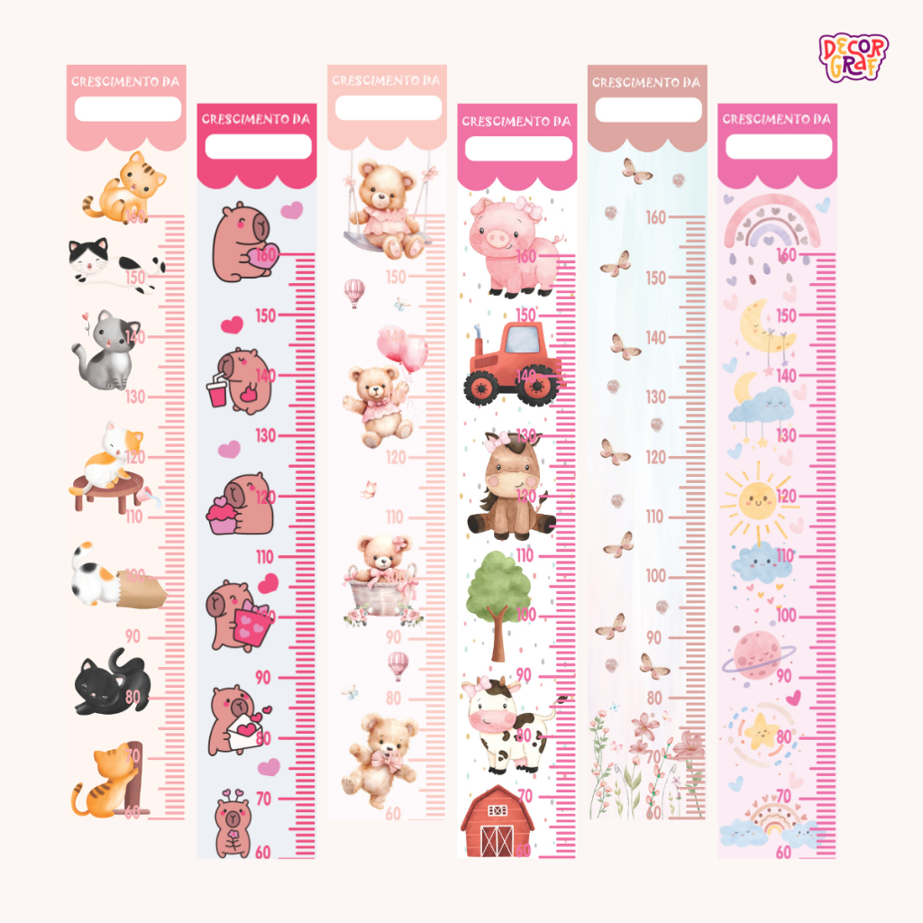 Régua De Medir Crescimento Adesiva Medidora De Altura Infantil Diversos Modelos Menina em Oferta na Shopee