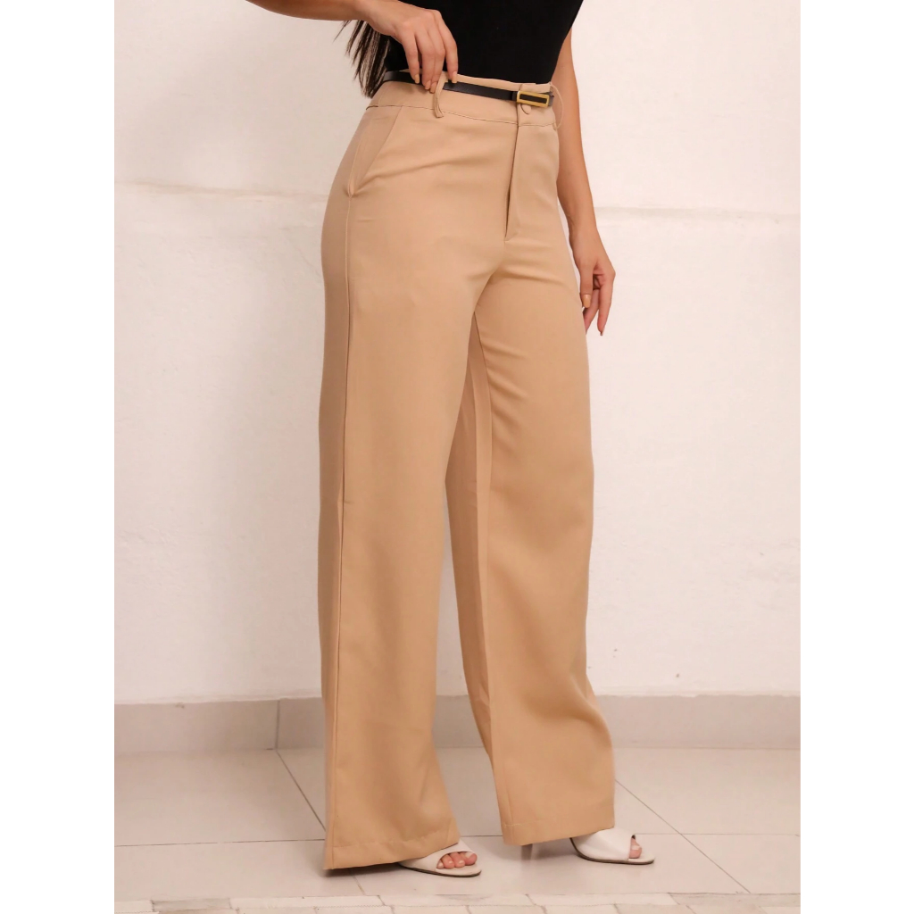 Kit 2 Pantalona Calça Alfaiataria Feminino Moda Inverno Linha Luxo Elegância Com Cinto e Bolso Cintura Alta Social em Oferta na Shopee